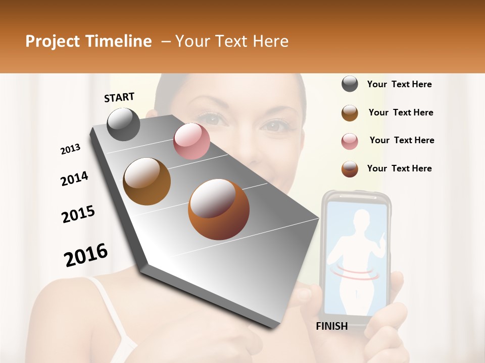 A Woman Holding A Cell Phone In Her Hand PowerPoint Template