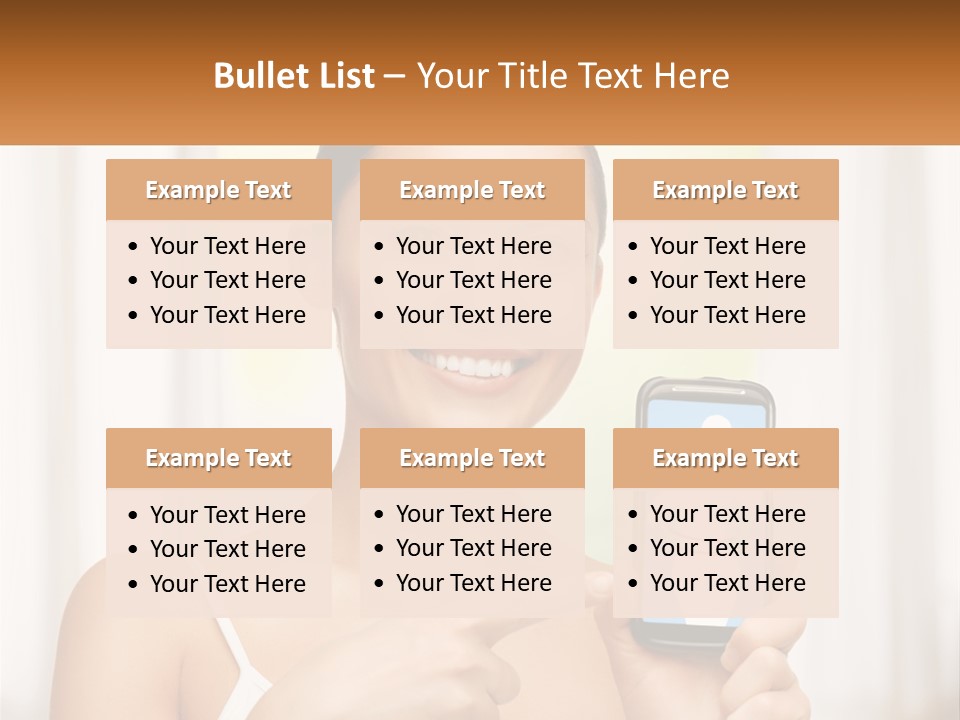 A Woman Holding A Cell Phone In Her Hand PowerPoint Template