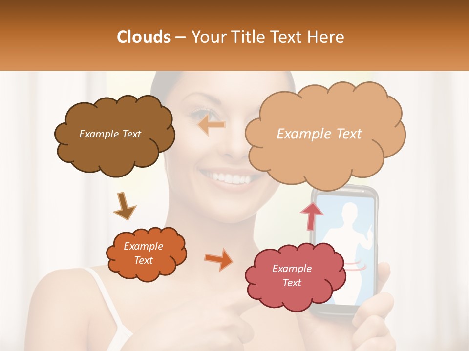 A Woman Holding A Cell Phone In Her Hand PowerPoint Template