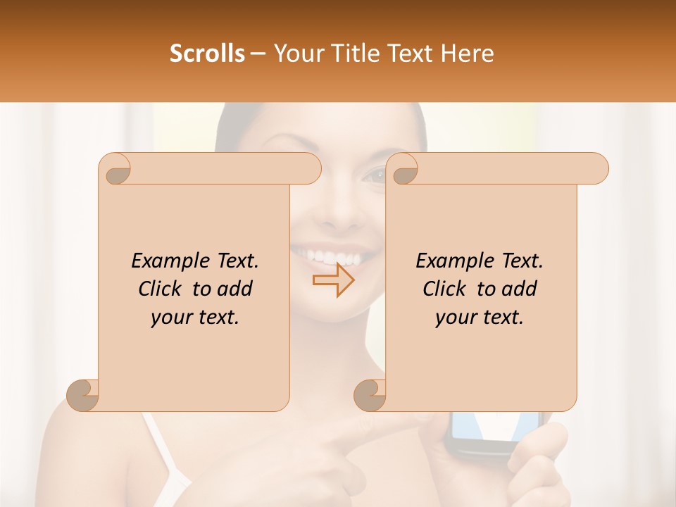 A Woman Holding A Cell Phone In Her Hand PowerPoint Template