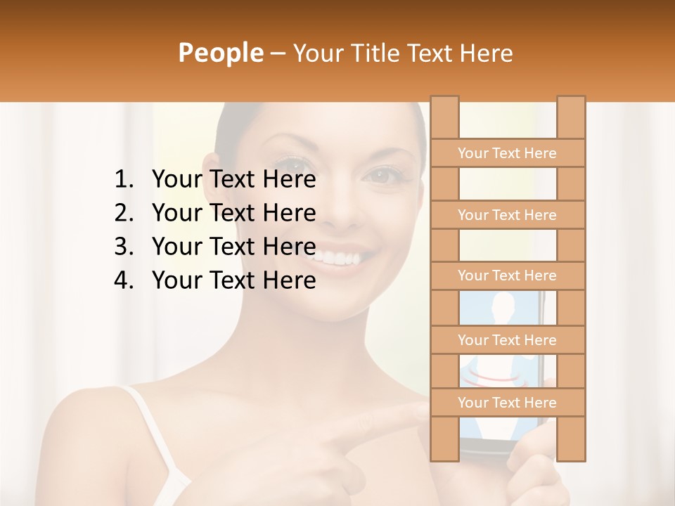 A Woman Holding A Cell Phone In Her Hand PowerPoint Template