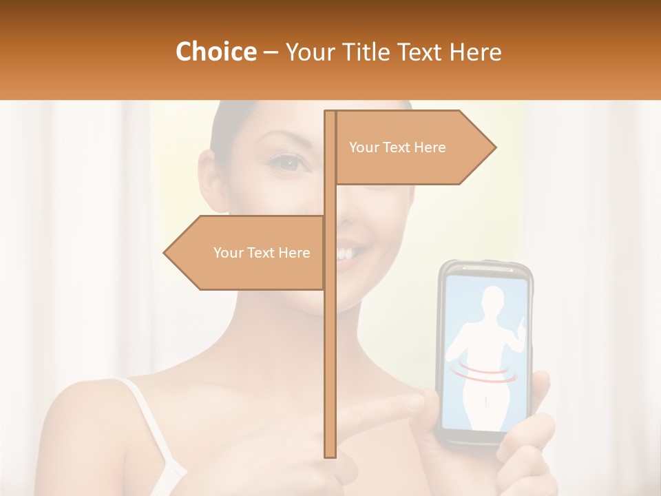 A Woman Holding A Cell Phone In Her Hand PowerPoint Template