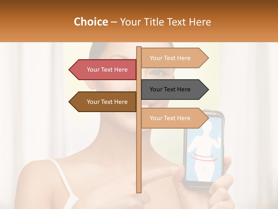 A Woman Holding A Cell Phone In Her Hand PowerPoint Template