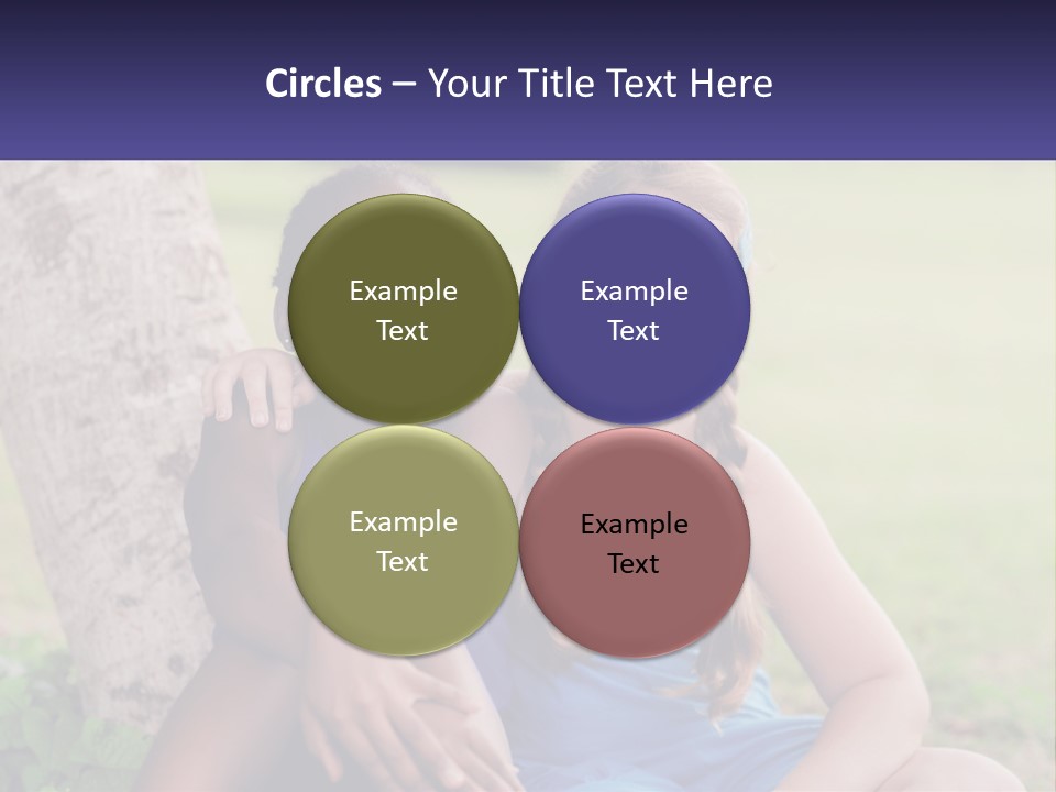 Two Young Girls Sitting Next To Each Other Under A Tree PowerPoint Template