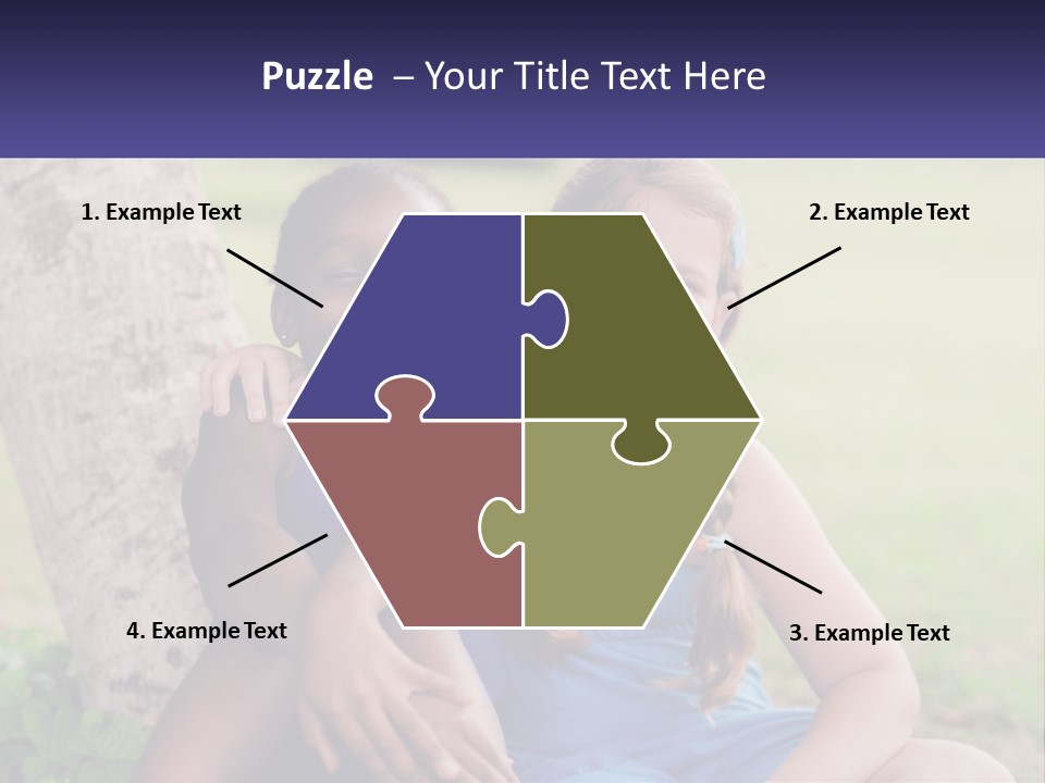 Two Young Girls Sitting Next To Each Other Under A Tree PowerPoint Template