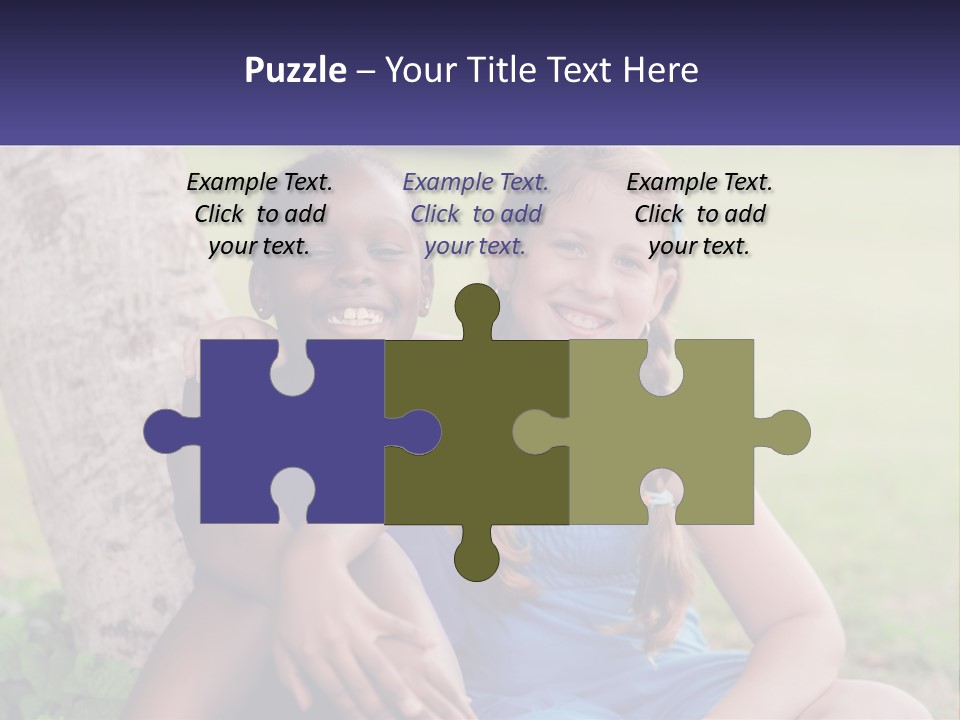 Two Young Girls Sitting Next To Each Other Under A Tree PowerPoint Template