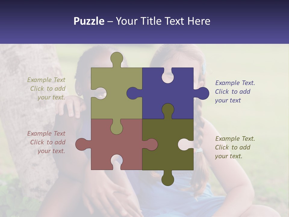 Two Young Girls Sitting Next To Each Other Under A Tree PowerPoint Template