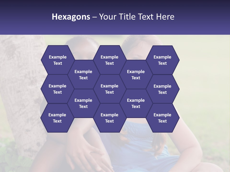 Two Young Girls Sitting Next To Each Other Under A Tree PowerPoint Template