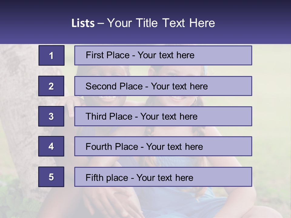 Two Young Girls Sitting Next To Each Other Under A Tree PowerPoint Template
