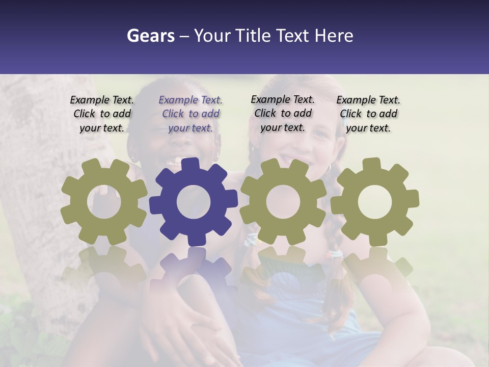 Two Young Girls Sitting Next To Each Other Under A Tree PowerPoint Template