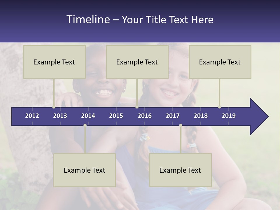 Two Young Girls Sitting Next To Each Other Under A Tree PowerPoint Template