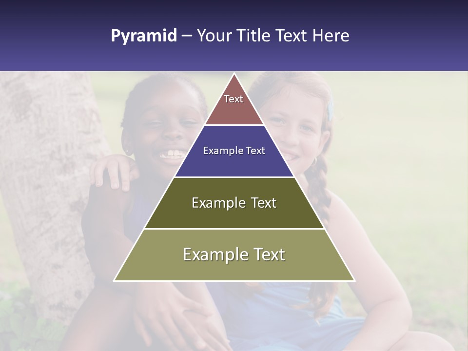 Two Young Girls Sitting Next To Each Other Under A Tree PowerPoint Template