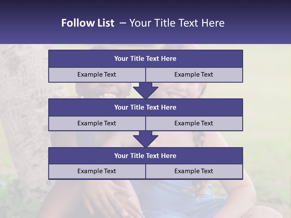 Two Young Girls Sitting Next To Each Other Under A Tree PowerPoint Template