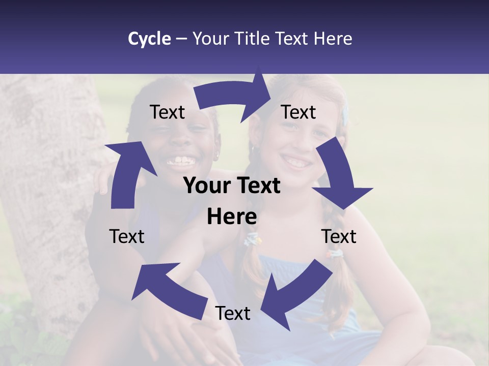 Two Young Girls Sitting Next To Each Other Under A Tree PowerPoint Template