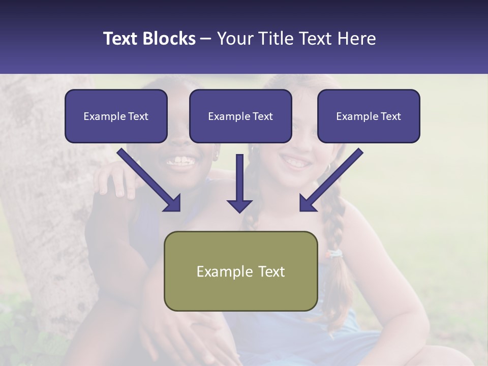 Two Young Girls Sitting Next To Each Other Under A Tree PowerPoint Template