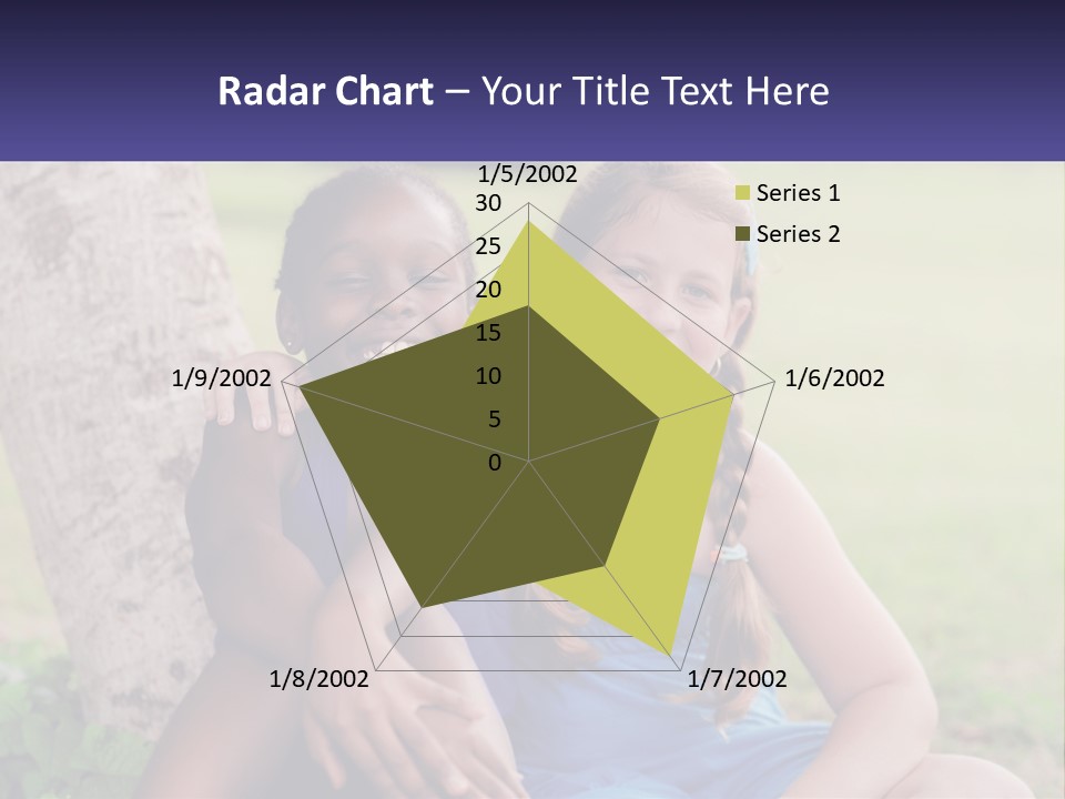 Two Young Girls Sitting Next To Each Other Under A Tree PowerPoint Template