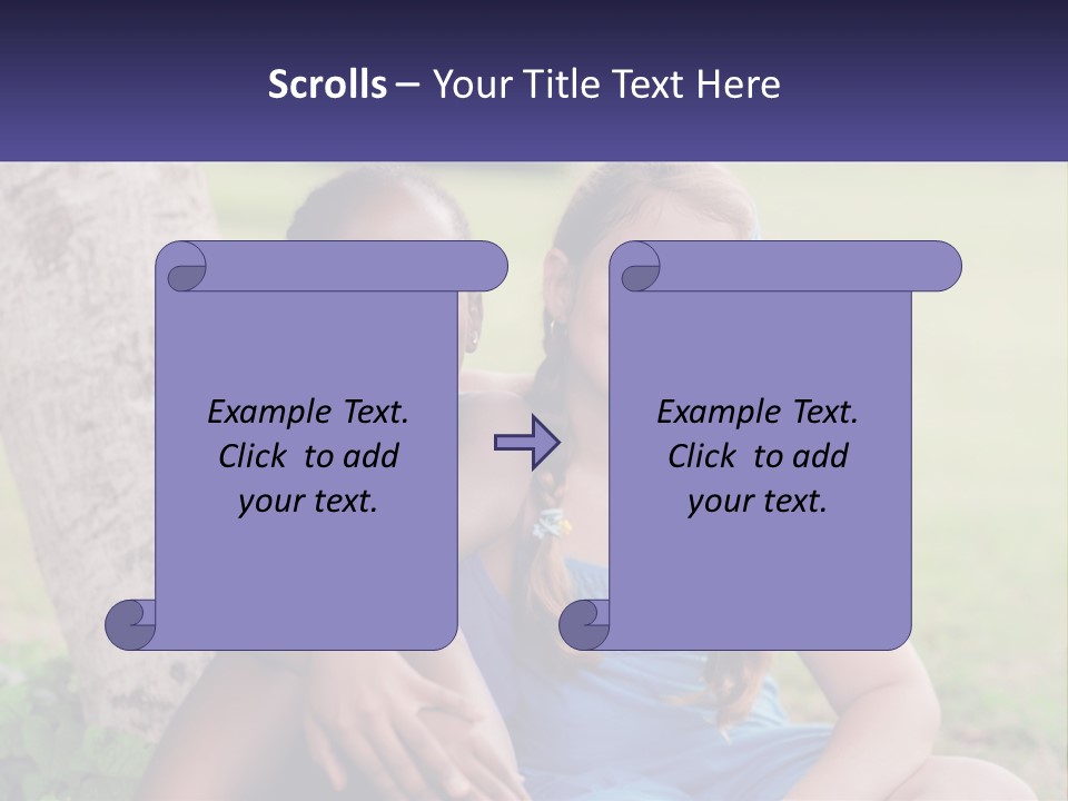 Two Young Girls Sitting Next To Each Other Under A Tree PowerPoint Template