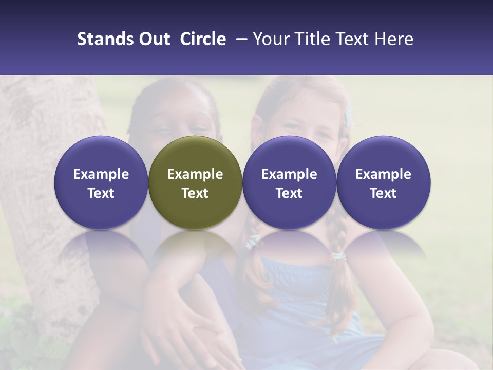 Two Young Girls Sitting Next To Each Other Under A Tree PowerPoint Template