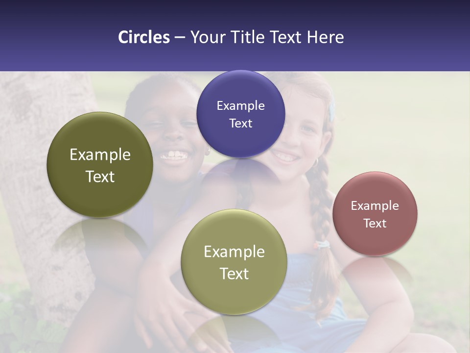 Two Young Girls Sitting Next To Each Other Under A Tree PowerPoint Template