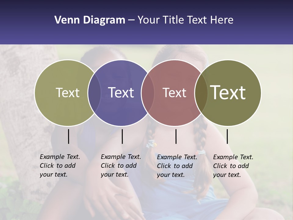 Two Young Girls Sitting Next To Each Other Under A Tree PowerPoint Template