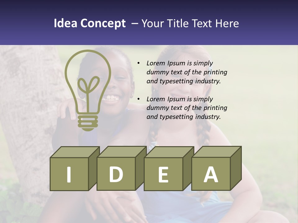 Two Young Girls Sitting Next To Each Other Under A Tree PowerPoint Template