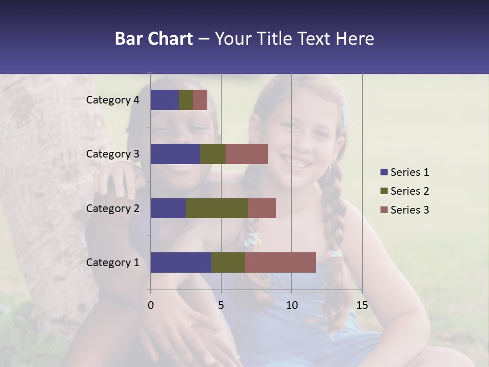 Two Young Girls Sitting Next To Each Other Under A Tree PowerPoint Template