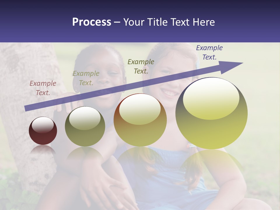 Two Young Girls Sitting Next To Each Other Under A Tree PowerPoint Template