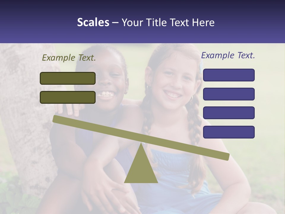 Two Young Girls Sitting Next To Each Other Under A Tree PowerPoint Template