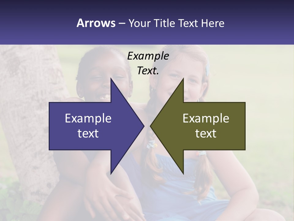 Two Young Girls Sitting Next To Each Other Under A Tree PowerPoint Template