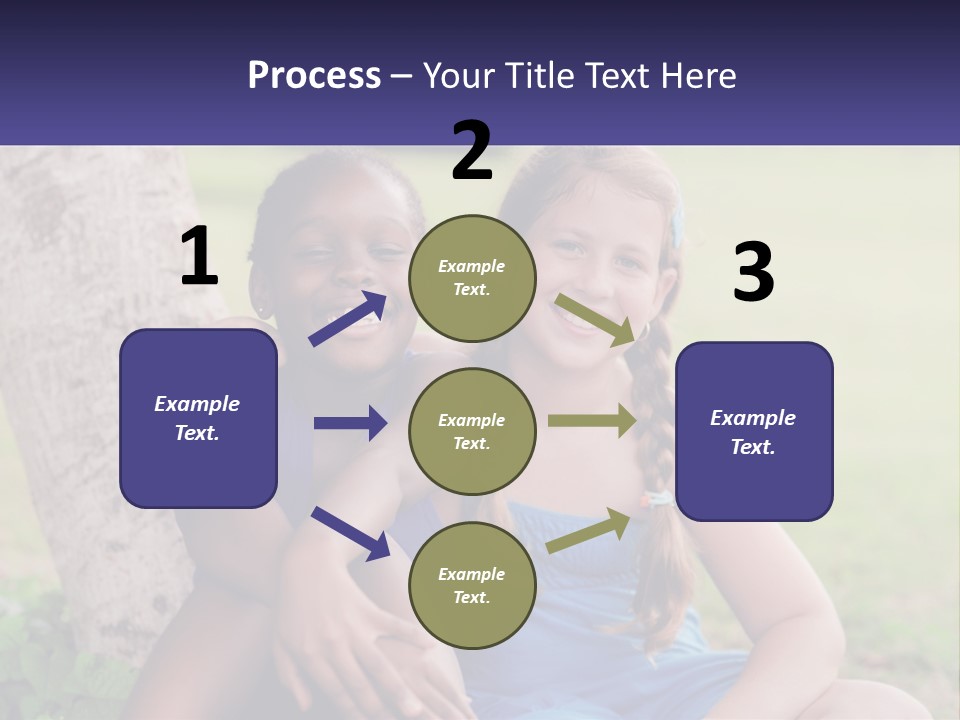 Two Young Girls Sitting Next To Each Other Under A Tree PowerPoint Template