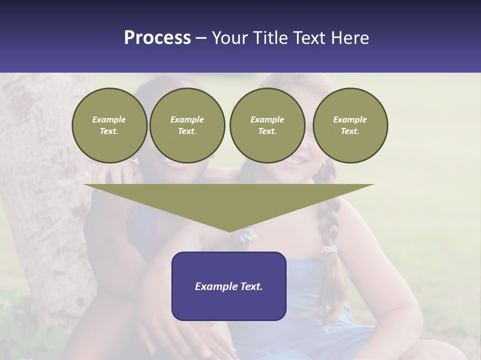 Two Young Girls Sitting Next To Each Other Under A Tree PowerPoint Template