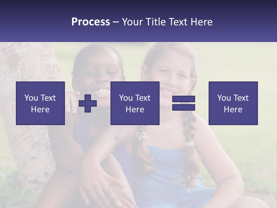 Two Young Girls Sitting Next To Each Other Under A Tree PowerPoint Template