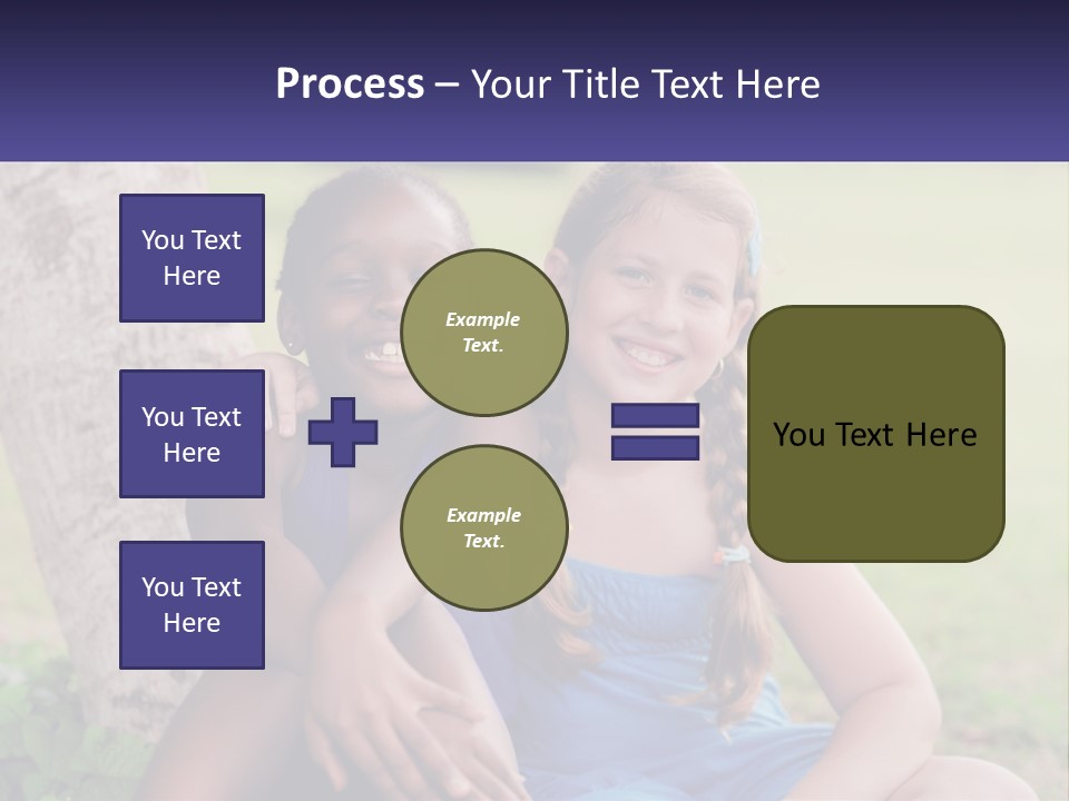 Two Young Girls Sitting Next To Each Other Under A Tree PowerPoint Template