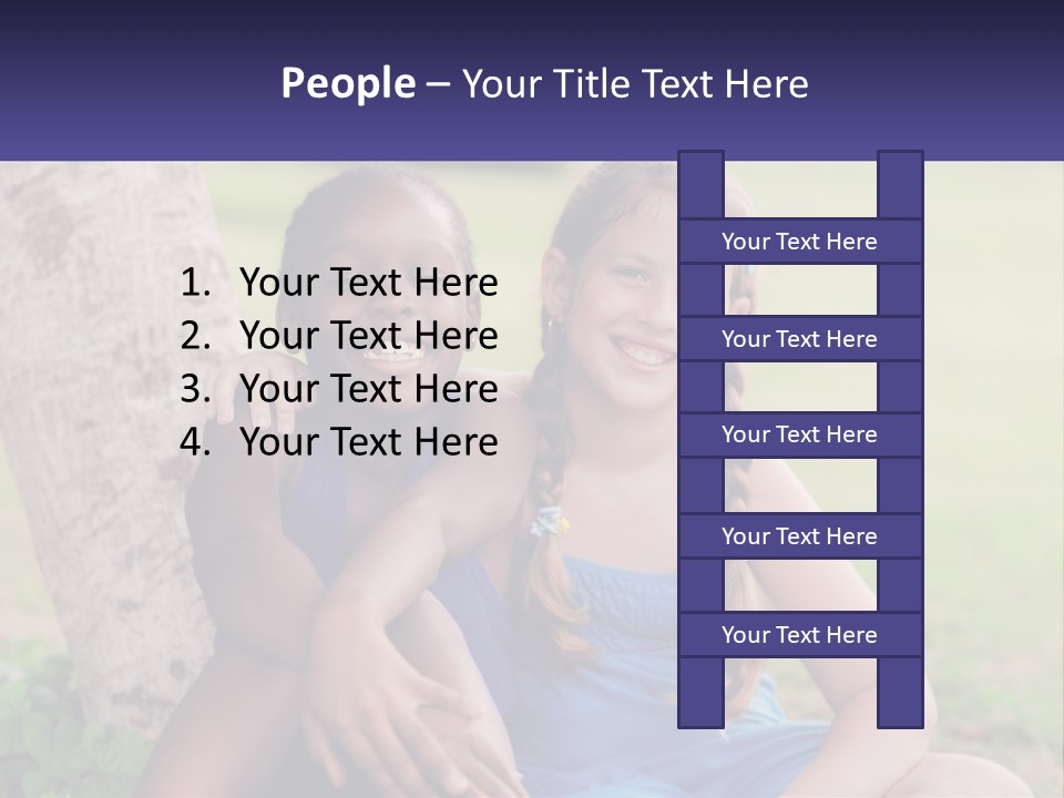 Two Young Girls Sitting Next To Each Other Under A Tree PowerPoint Template