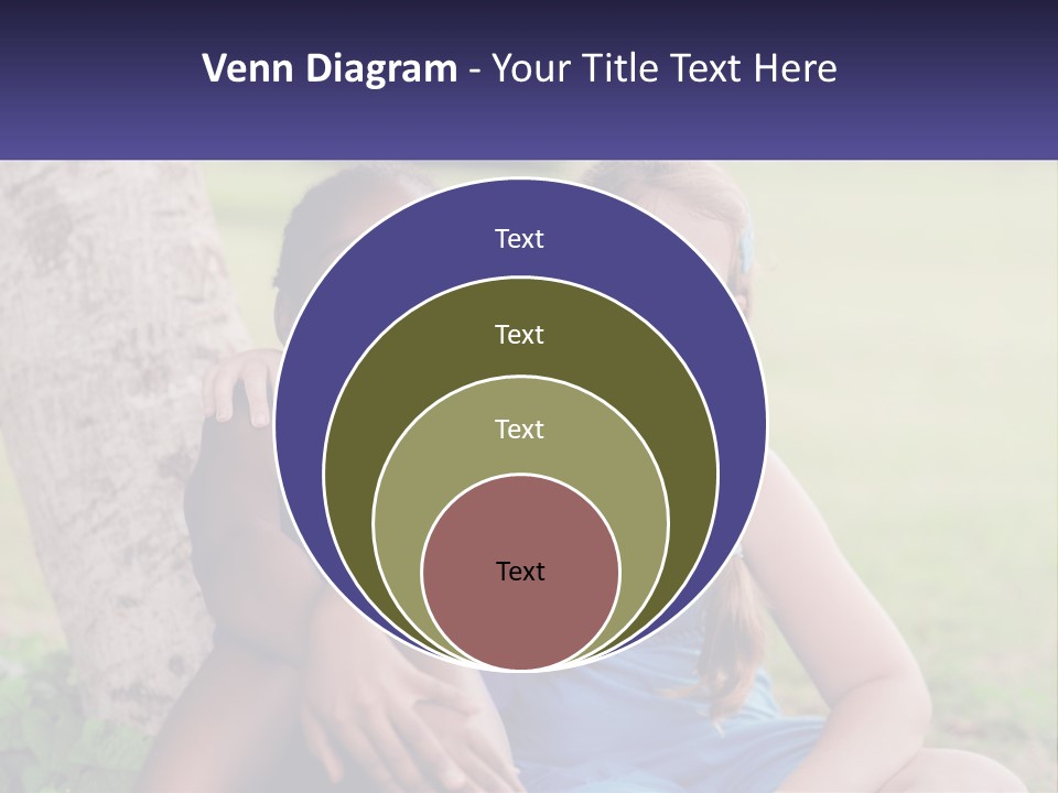 Two Young Girls Sitting Next To Each Other Under A Tree PowerPoint Template