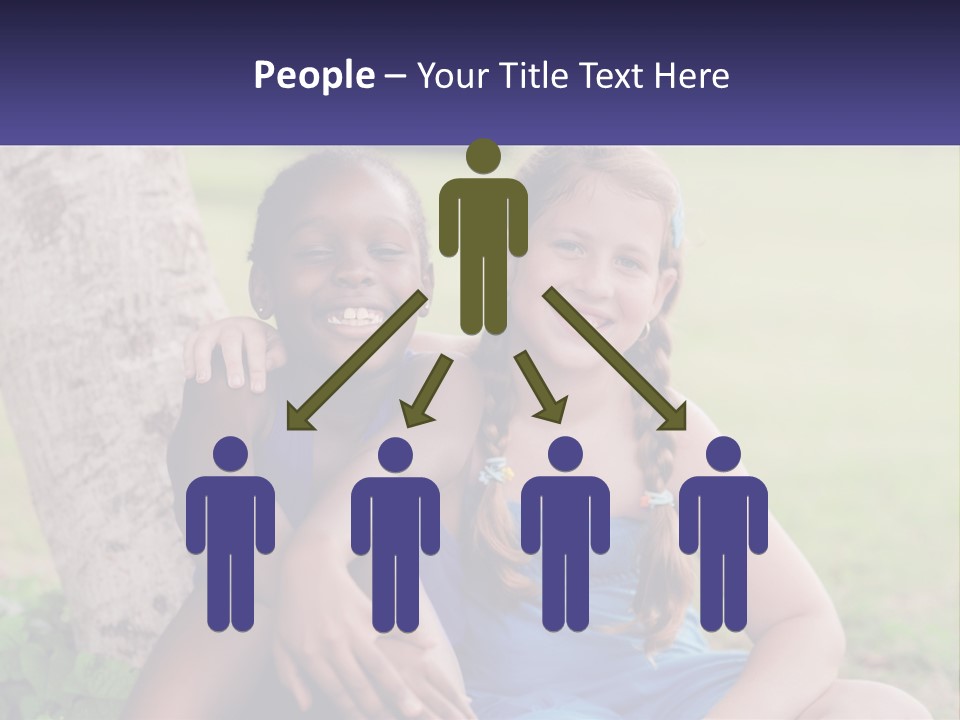 Two Young Girls Sitting Next To Each Other Under A Tree PowerPoint Template