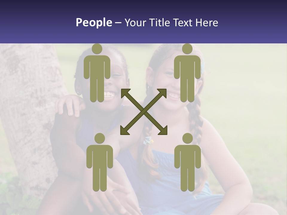 Two Young Girls Sitting Next To Each Other Under A Tree PowerPoint Template