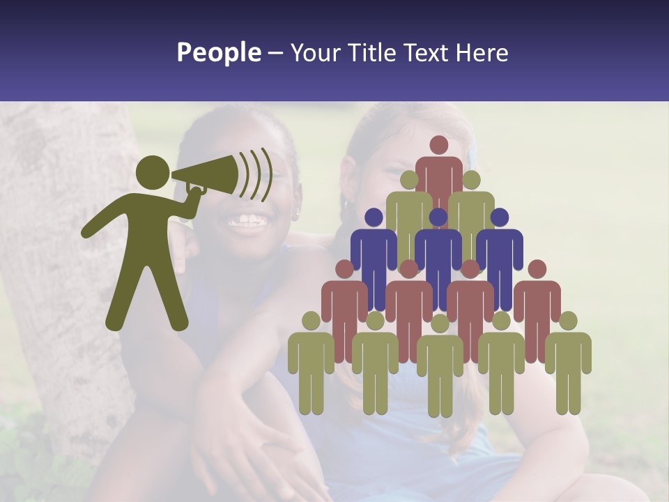 Two Young Girls Sitting Next To Each Other Under A Tree PowerPoint Template