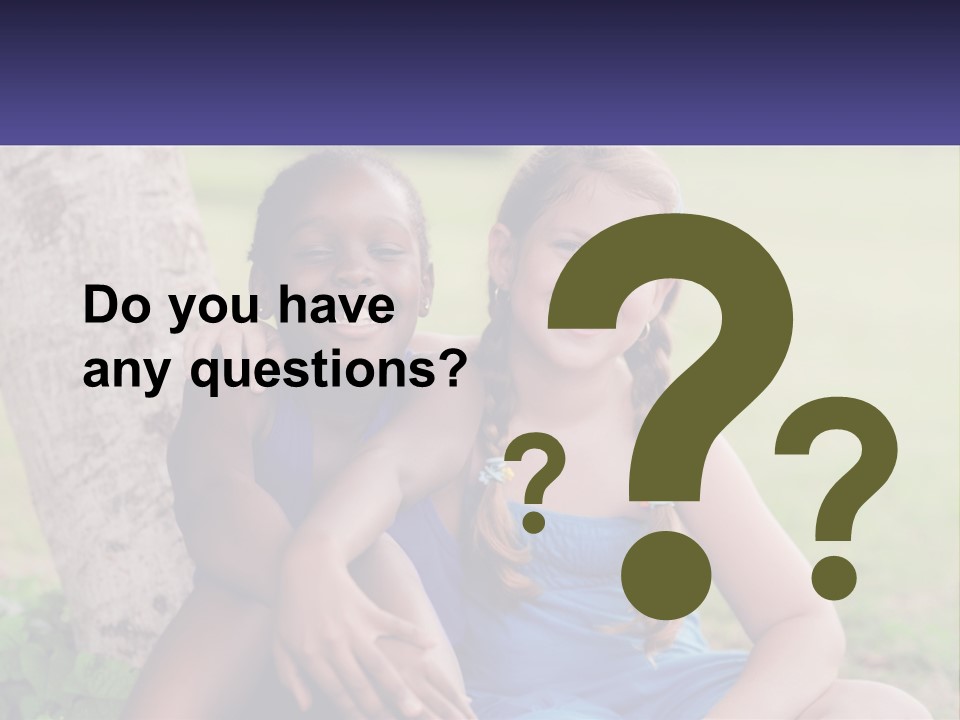 Two Young Girls Sitting Next To Each Other Under A Tree PowerPoint Template