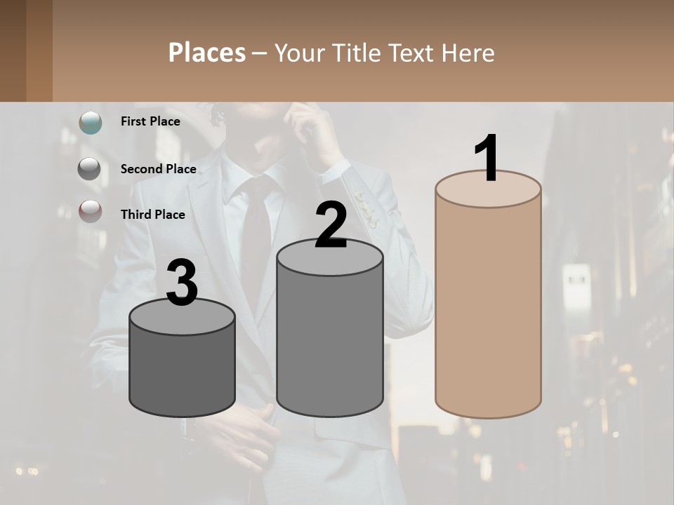 A Man In A Suit Is Talking On A Cell Phone PowerPoint Template