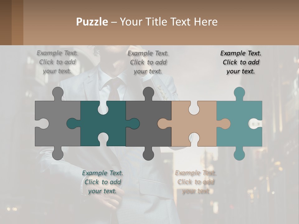 A Man In A Suit Is Talking On A Cell Phone PowerPoint Template