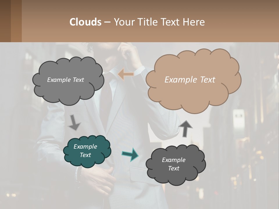 A Man In A Suit Is Talking On A Cell Phone PowerPoint Template