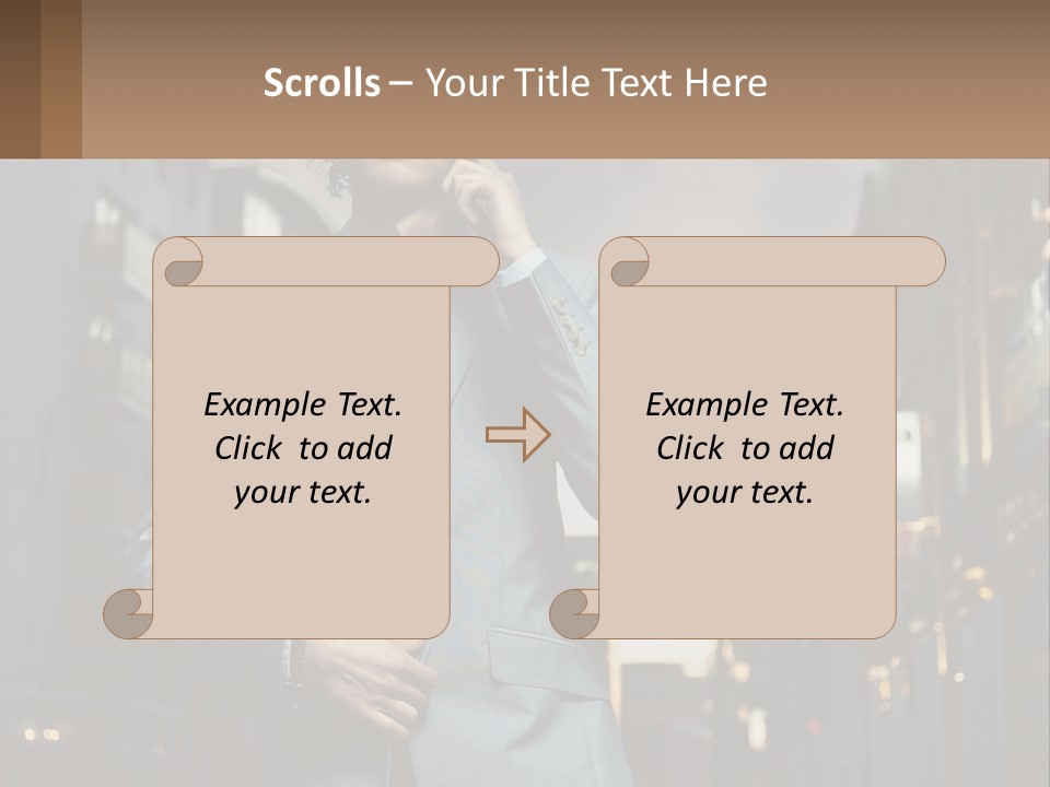 A Man In A Suit Is Talking On A Cell Phone PowerPoint Template