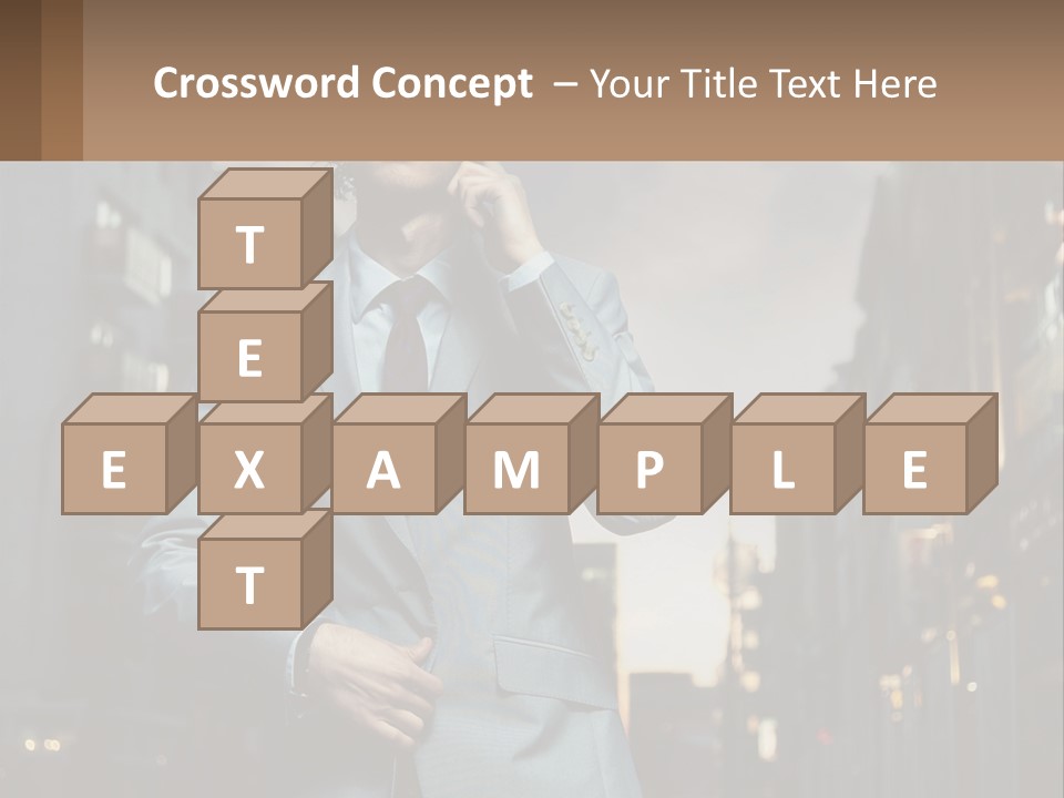 A Man In A Suit Is Talking On A Cell Phone PowerPoint Template