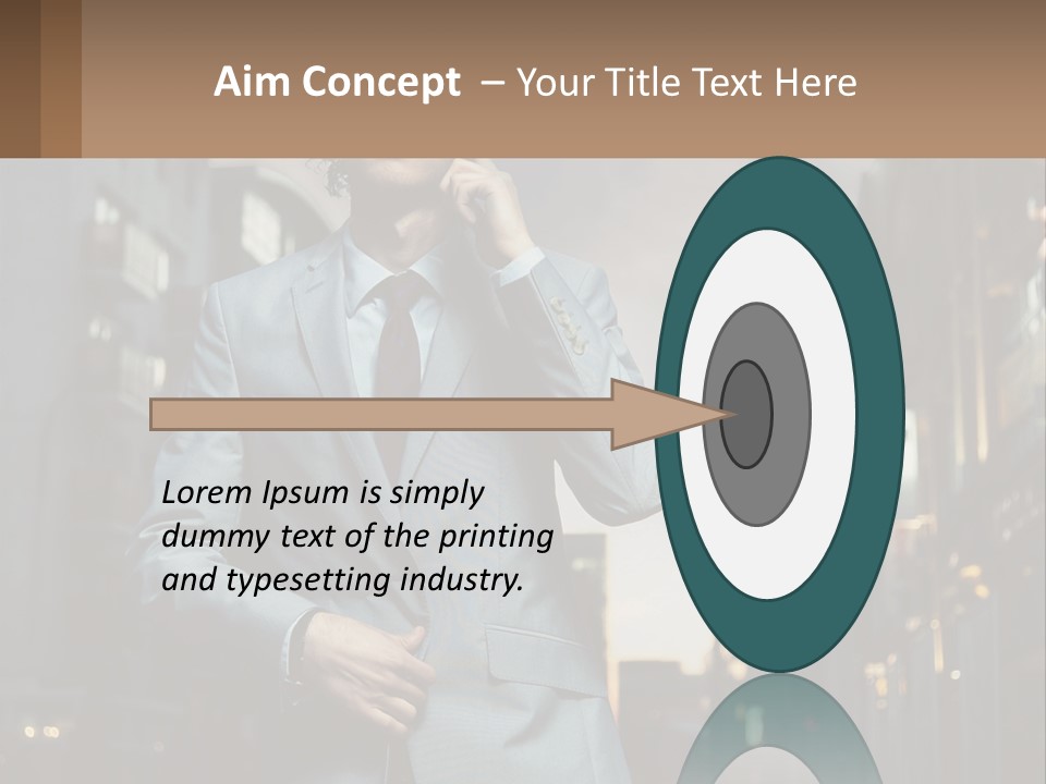 A Man In A Suit Is Talking On A Cell Phone PowerPoint Template