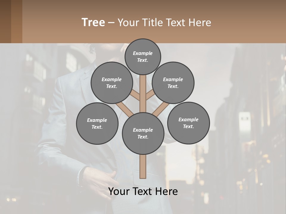 A Man In A Suit Is Talking On A Cell Phone PowerPoint Template