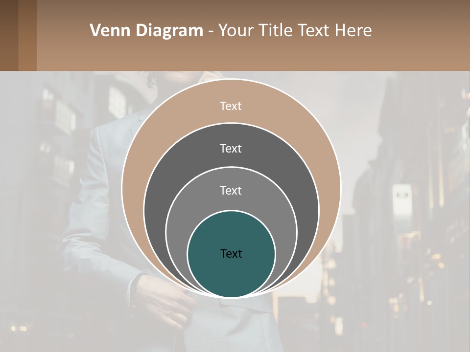 A Man In A Suit Is Talking On A Cell Phone PowerPoint Template