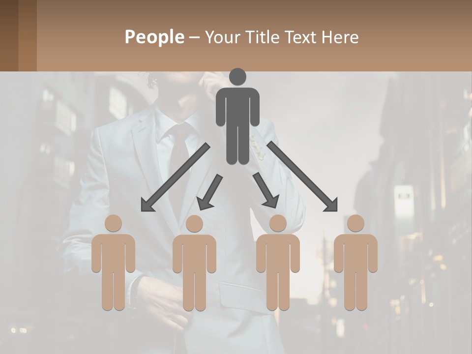 A Man In A Suit Is Talking On A Cell Phone PowerPoint Template