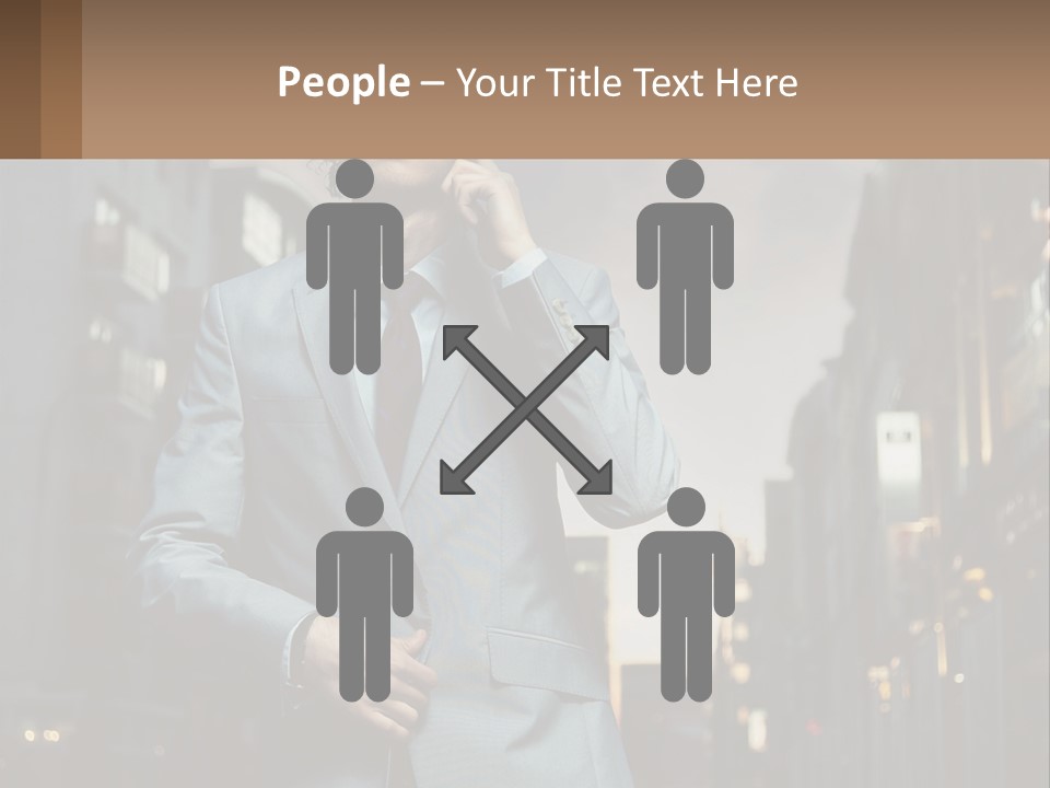 A Man In A Suit Is Talking On A Cell Phone PowerPoint Template