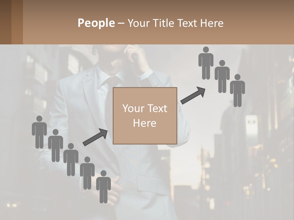 A Man In A Suit Is Talking On A Cell Phone PowerPoint Template